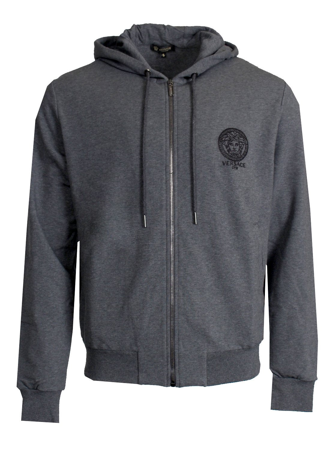 Versace zip-up hooded tracksuit jacket in grey