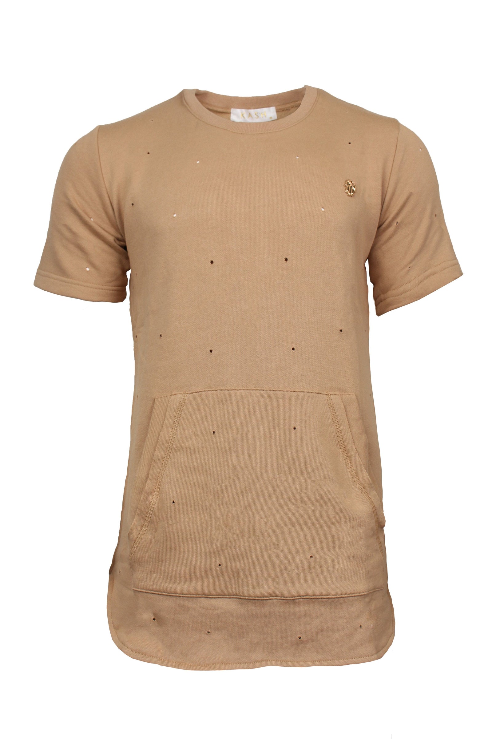 Kash Men's Elongated Bullet Hole Tunic in cream – view 1 of 3