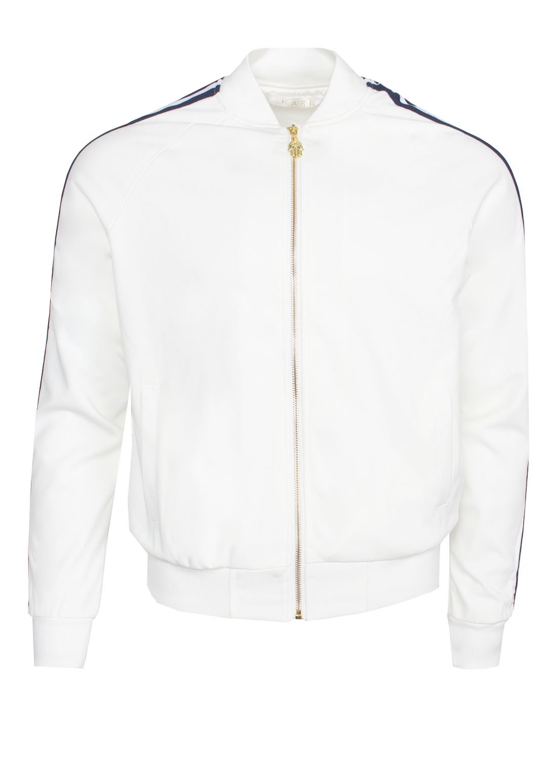 Kash Men's Side Stripe Long Sleeve Jacket in White – view 2 of 5