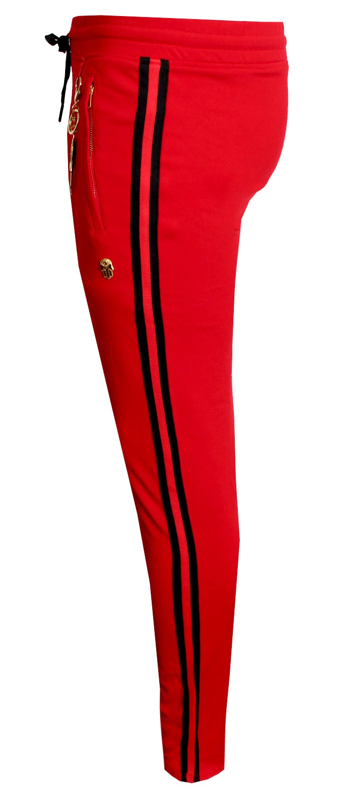 Men's Track Pants with Side Stripes-Red