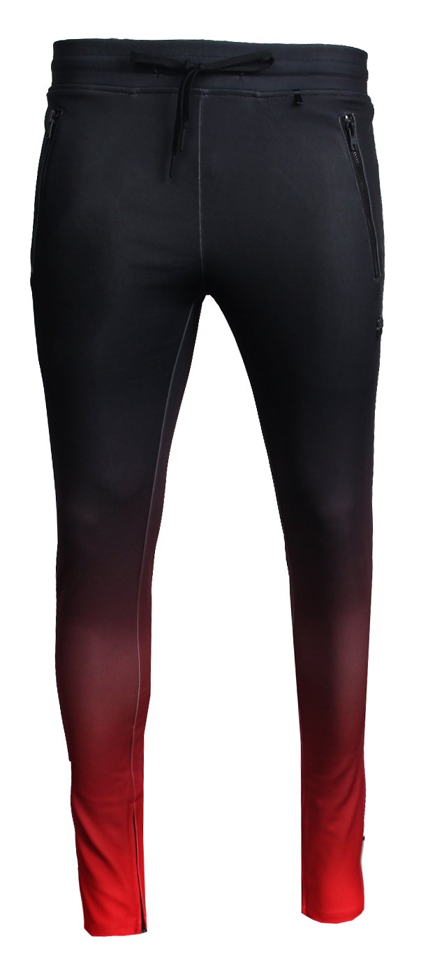 Men's Split Color Long Sleeve Track Jacket-Black and Red