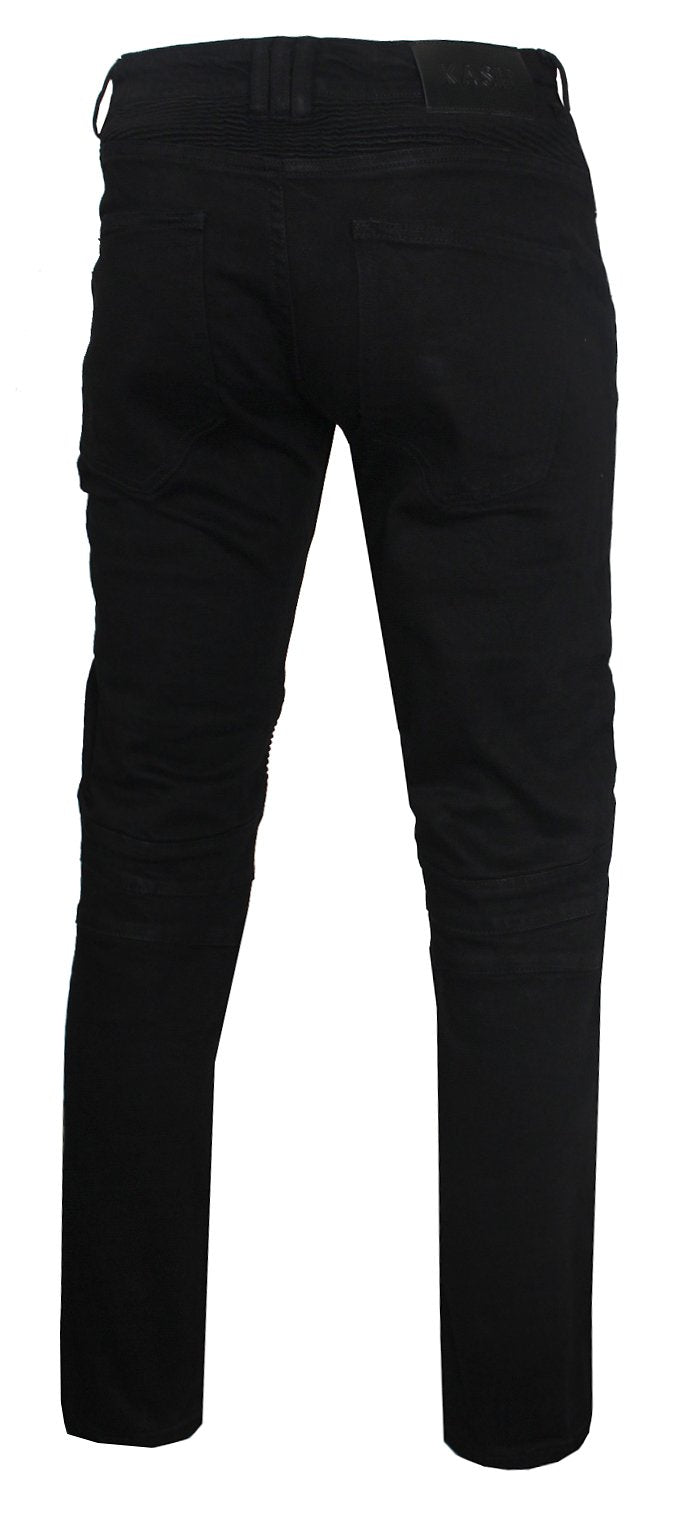 Kash black straight leg biker jeans, back