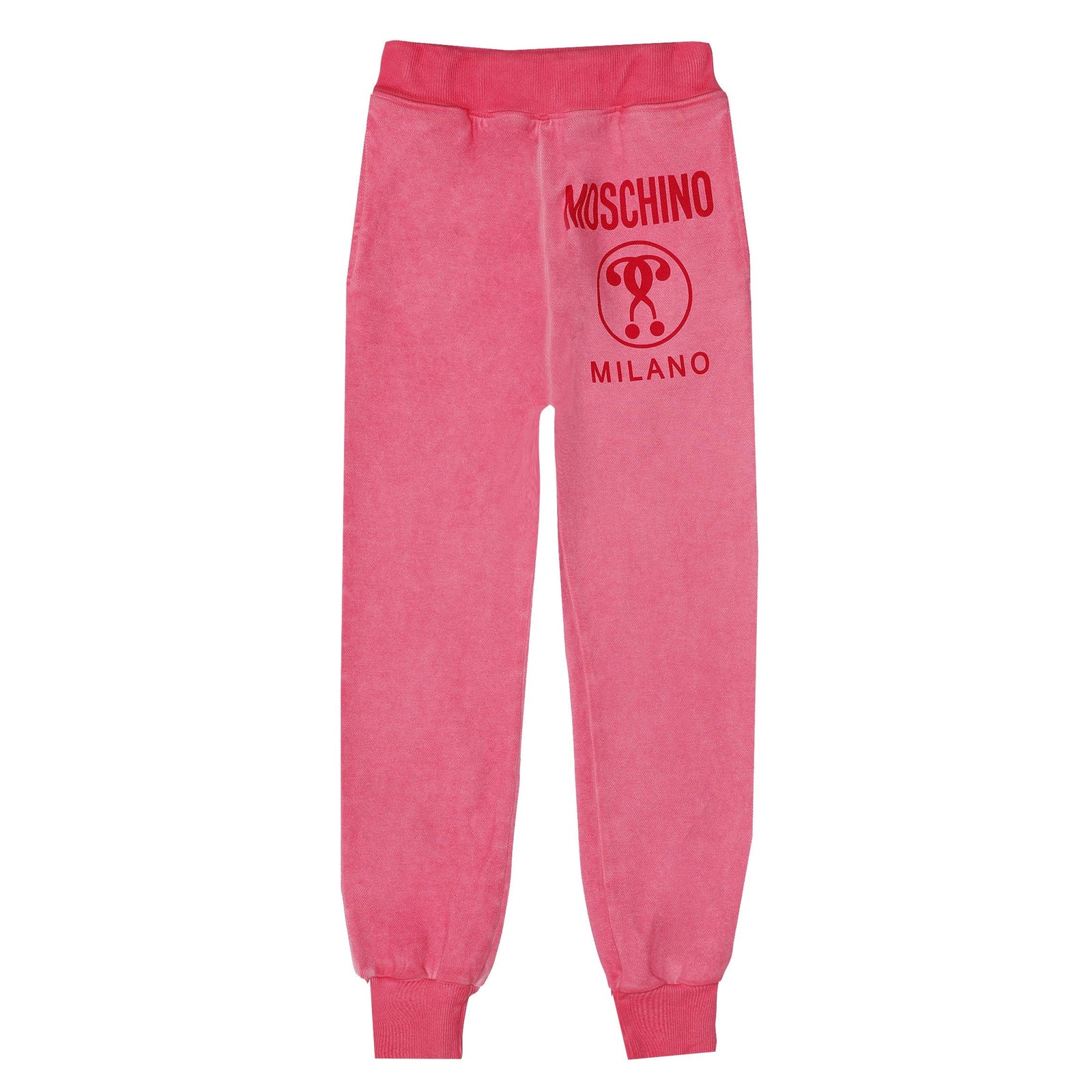 Moschino Kids Jogging Pants with Double Question Mark in fuchsia – view 1 of 2