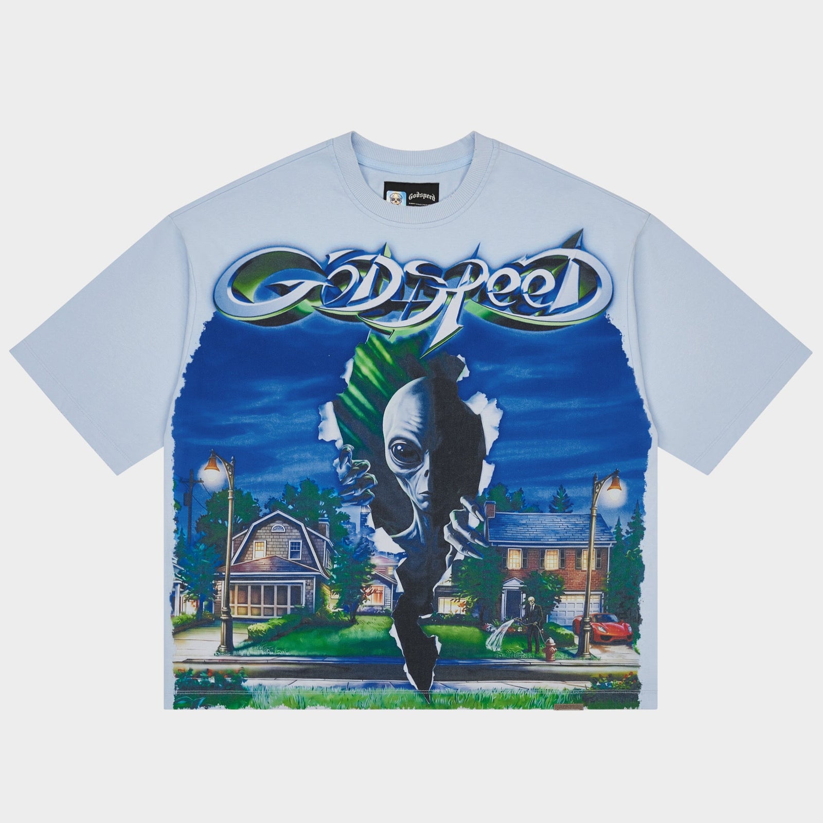 Godspeed Neighborhood Watch T-shirt in Ice Blue