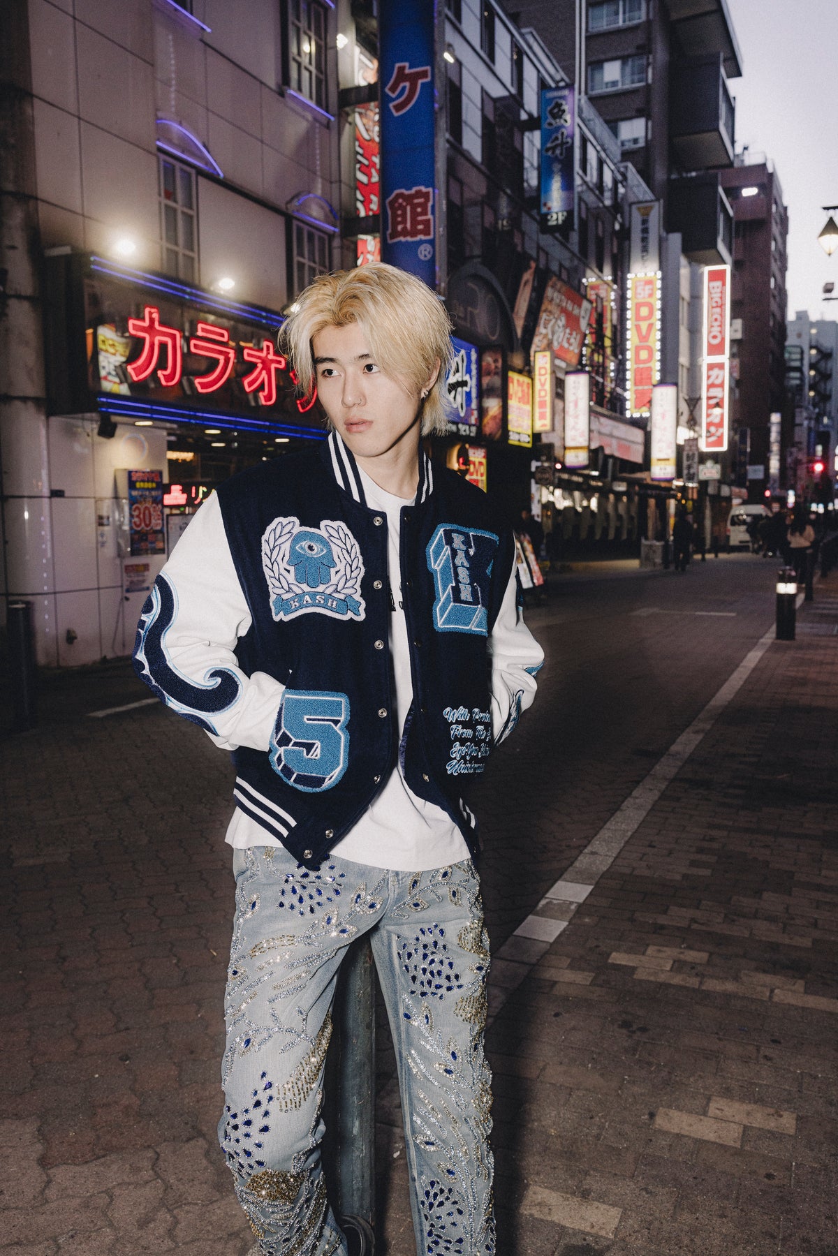 KASH SAFARI DIAMOND STACKED JEANS- LIGHT BLUE