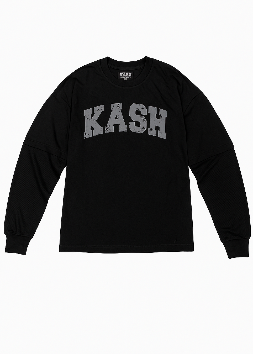Kash FW25 PACT-05 Long Sleeve Crewneck in black, pullover crewneck – view 3 of 4
