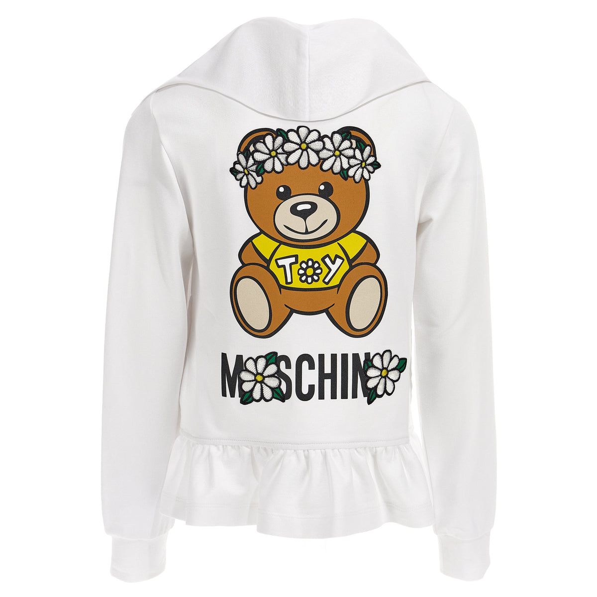 Girls Hooded Sweatshirt Ruffles and Flowers Bear Print