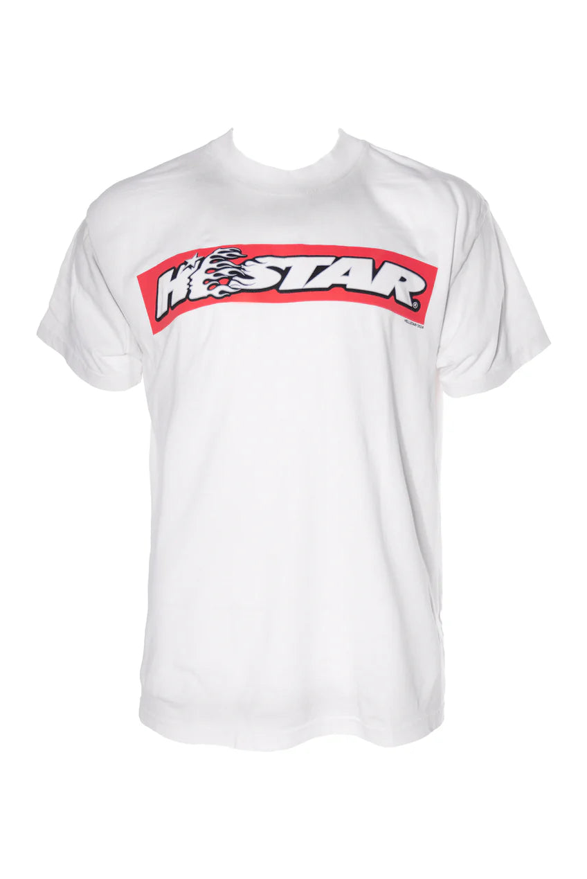 HELLASTAR BOX LOGO T-SHIRT - WHITE/RED