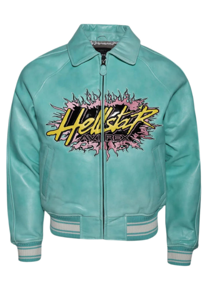 HELLSTAR AVIREX ICON LEATHER JACKET - AQUA
