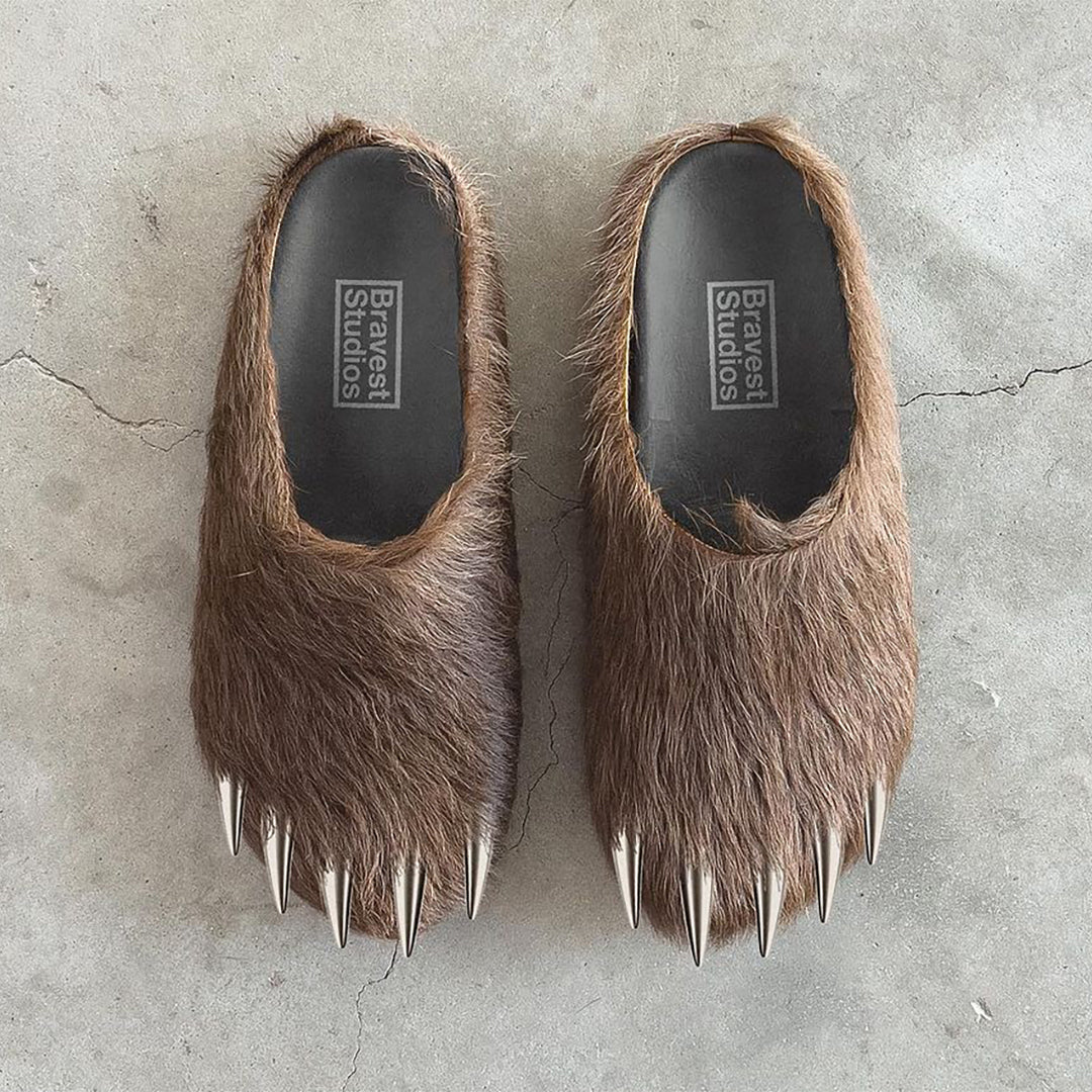 Bravest Studios Bear Claw Mules in brown, detail