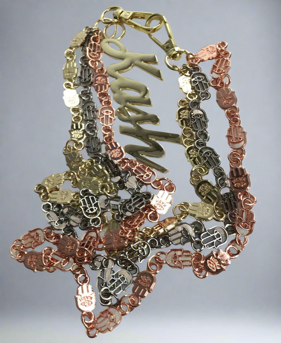 KASH Hamsa Wallet Chains 3Layers - Gold/Rose/Silver