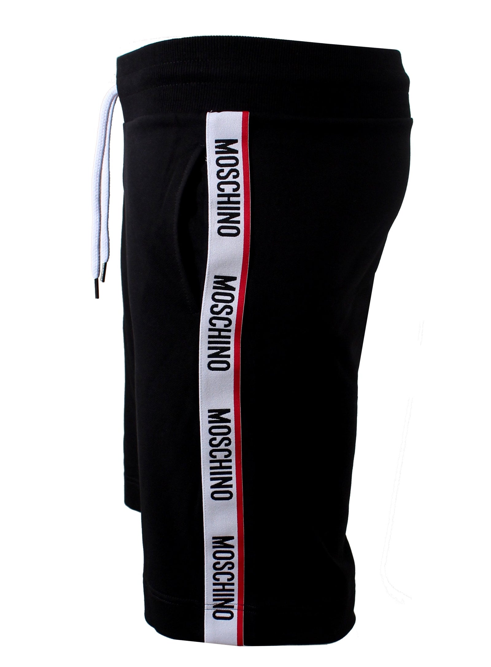 Men's Moschino Side Stripe Logo Shorts in black – view 1 of 3