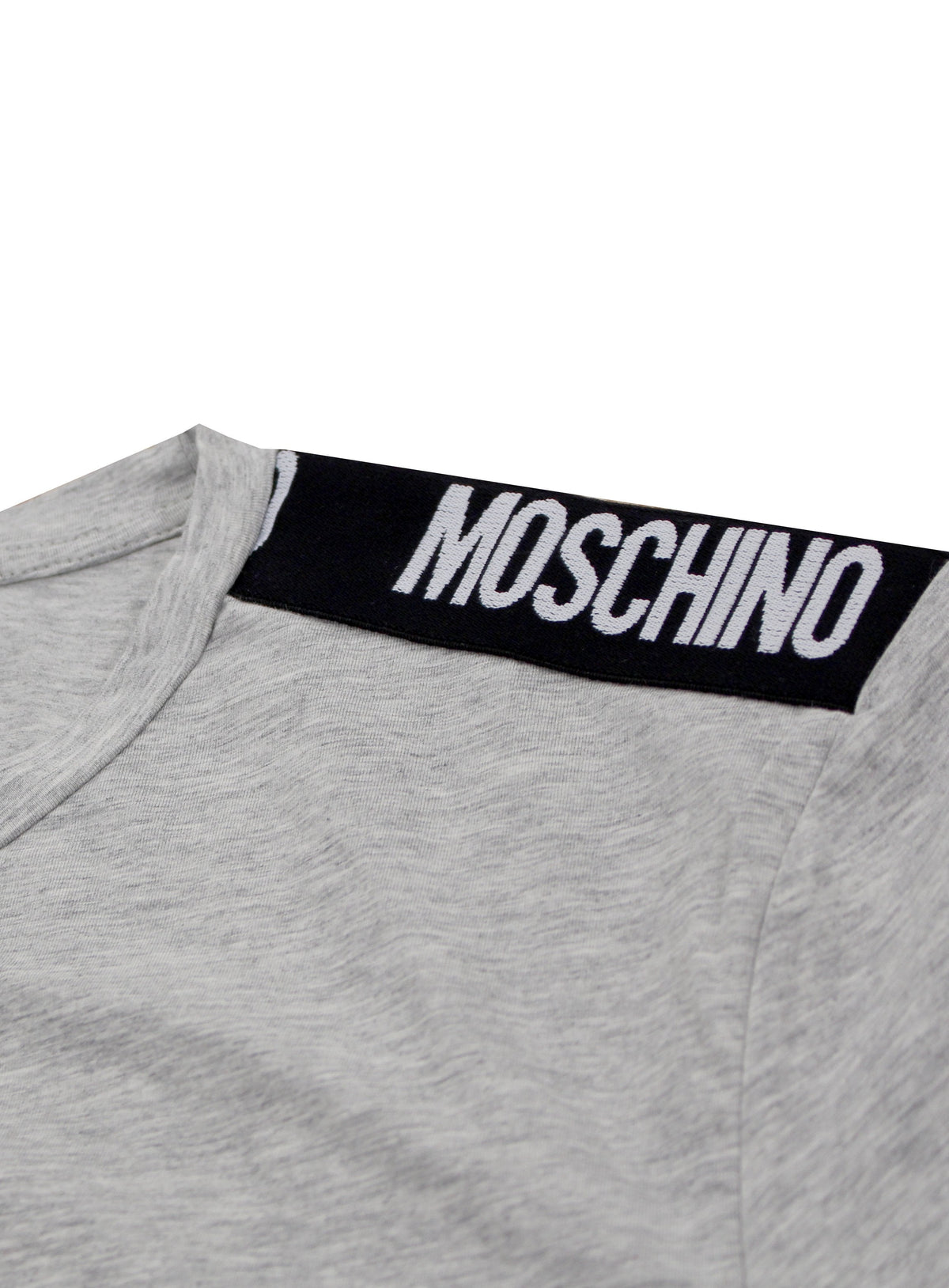 Men's Moschino Stretch Tee with Black Side Logo-Grey