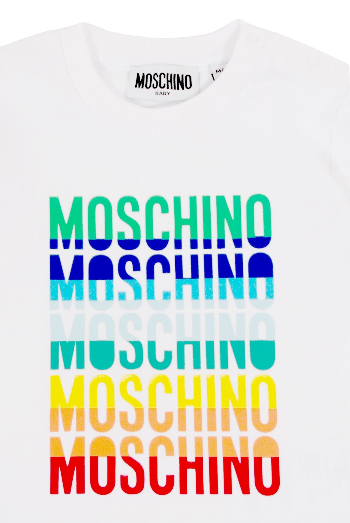 Baby Boy LS Tee W Rainbow Txt Logo - White