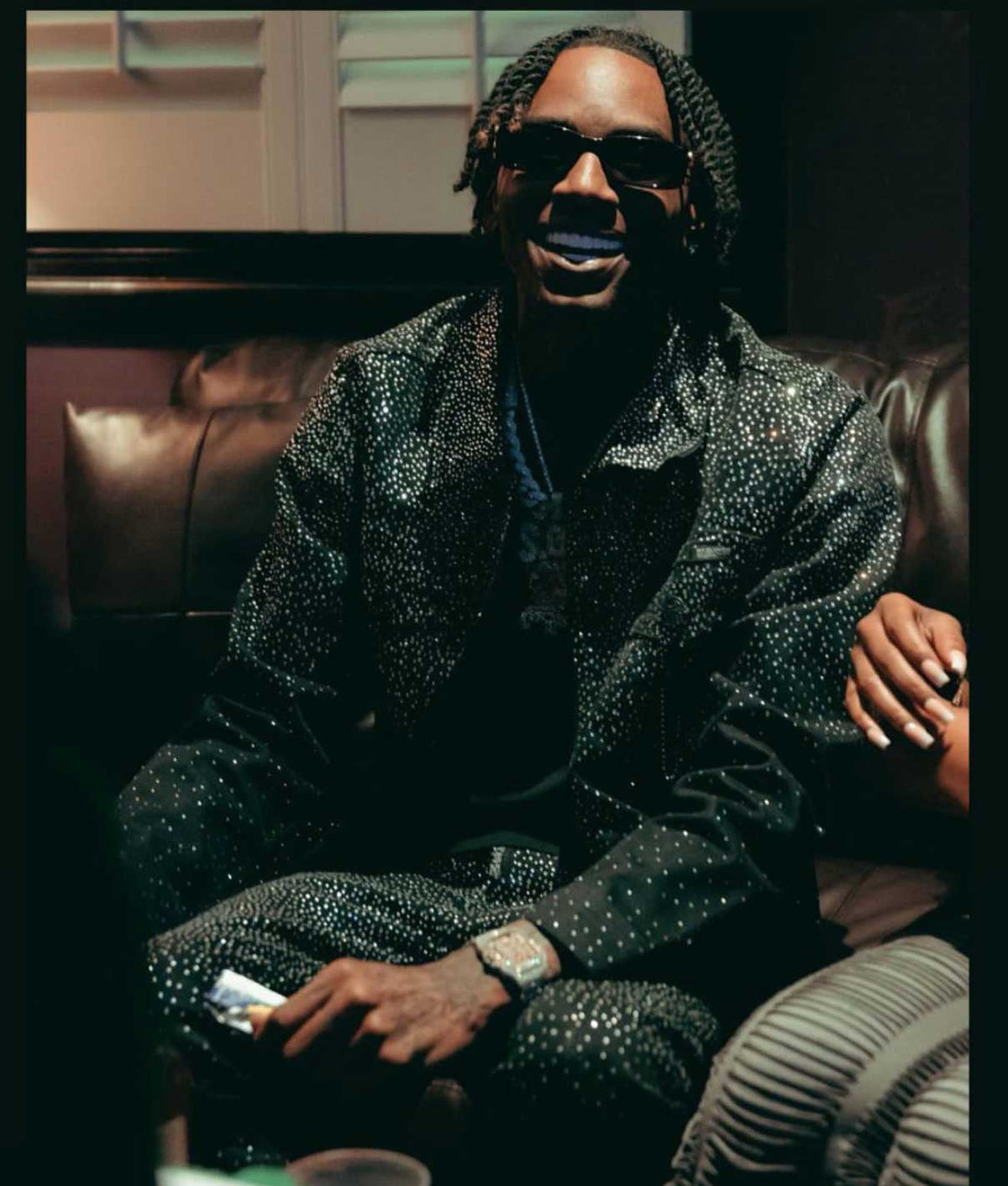 KASH DIAMOND COLLECTION- BLACK DENIM JACKET WITH CLEAR CRYSTALS