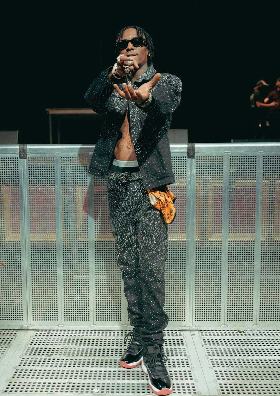 KASH DIAMOND COLLECTION- BLACK DENIM JACKET WITH CLEAR CRYSTALS