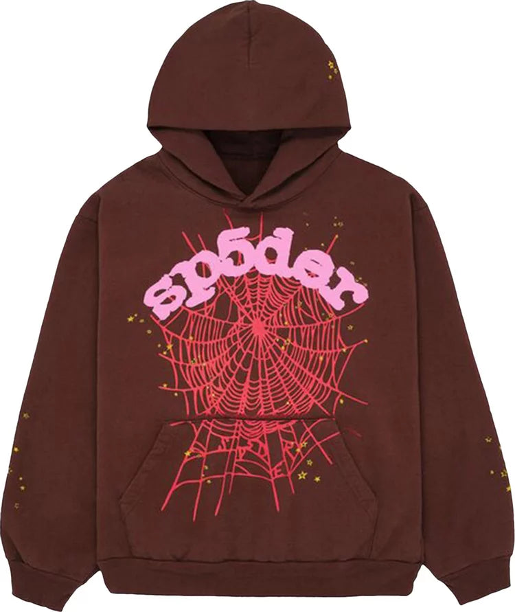 SP5DER BROWN WEB HOODIE - BROWN