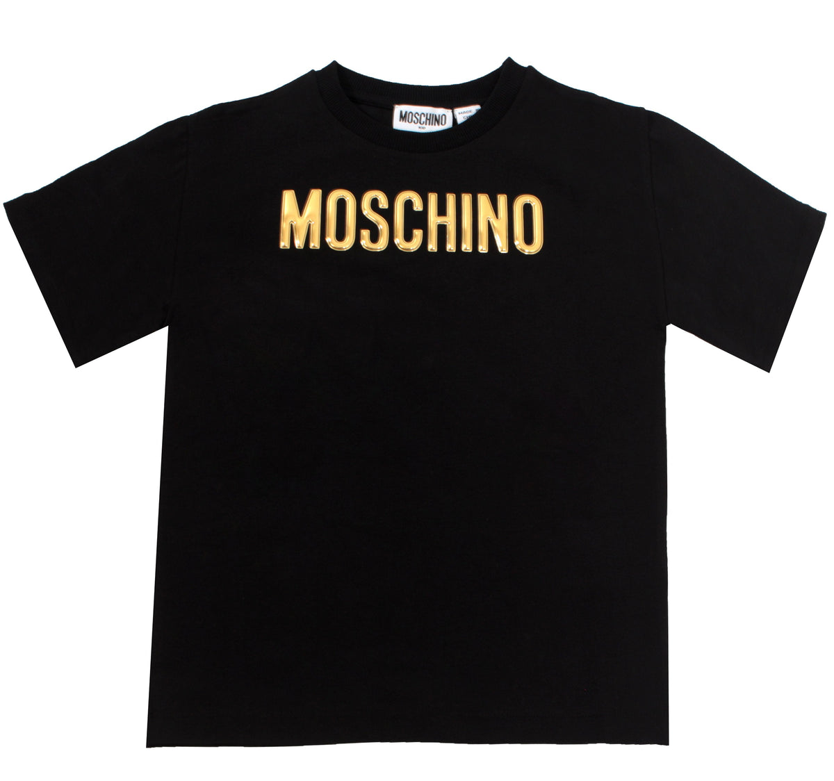 Kids SS Maxi Tee With Golden 3D Logo - Black