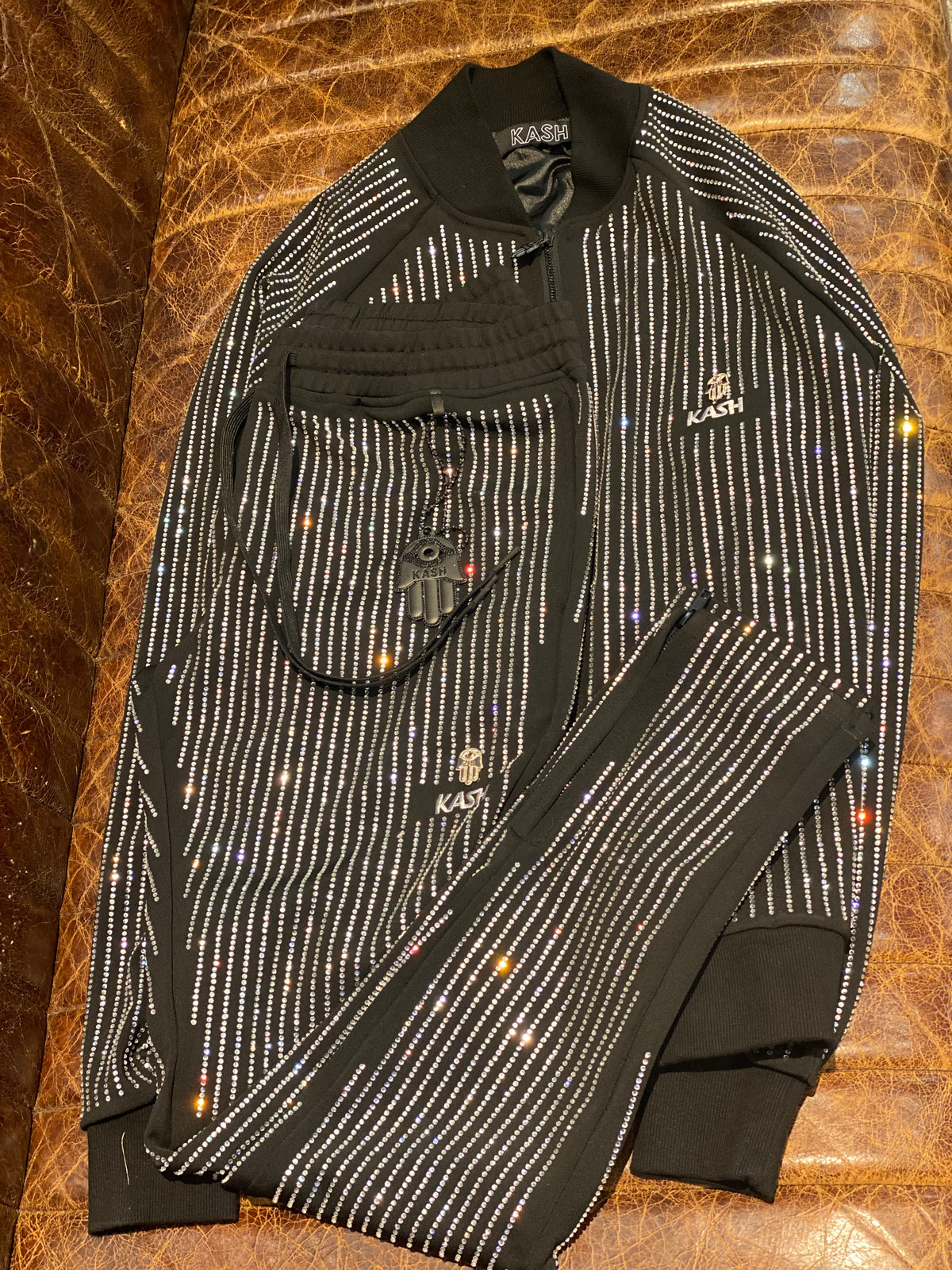 Men's Long Sleeve Diamond Jacket-Black