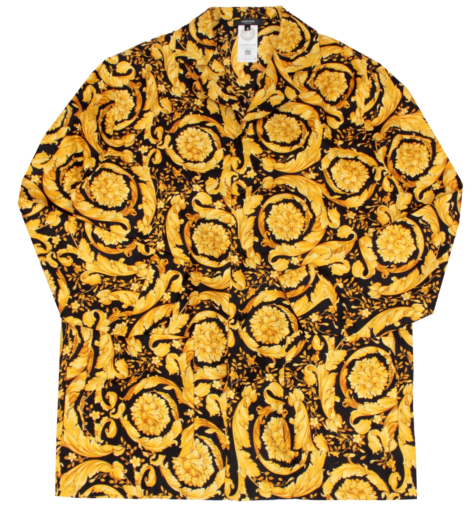 Versace Silk Button Down with Baroque Print in black and gold – view 1 of 2