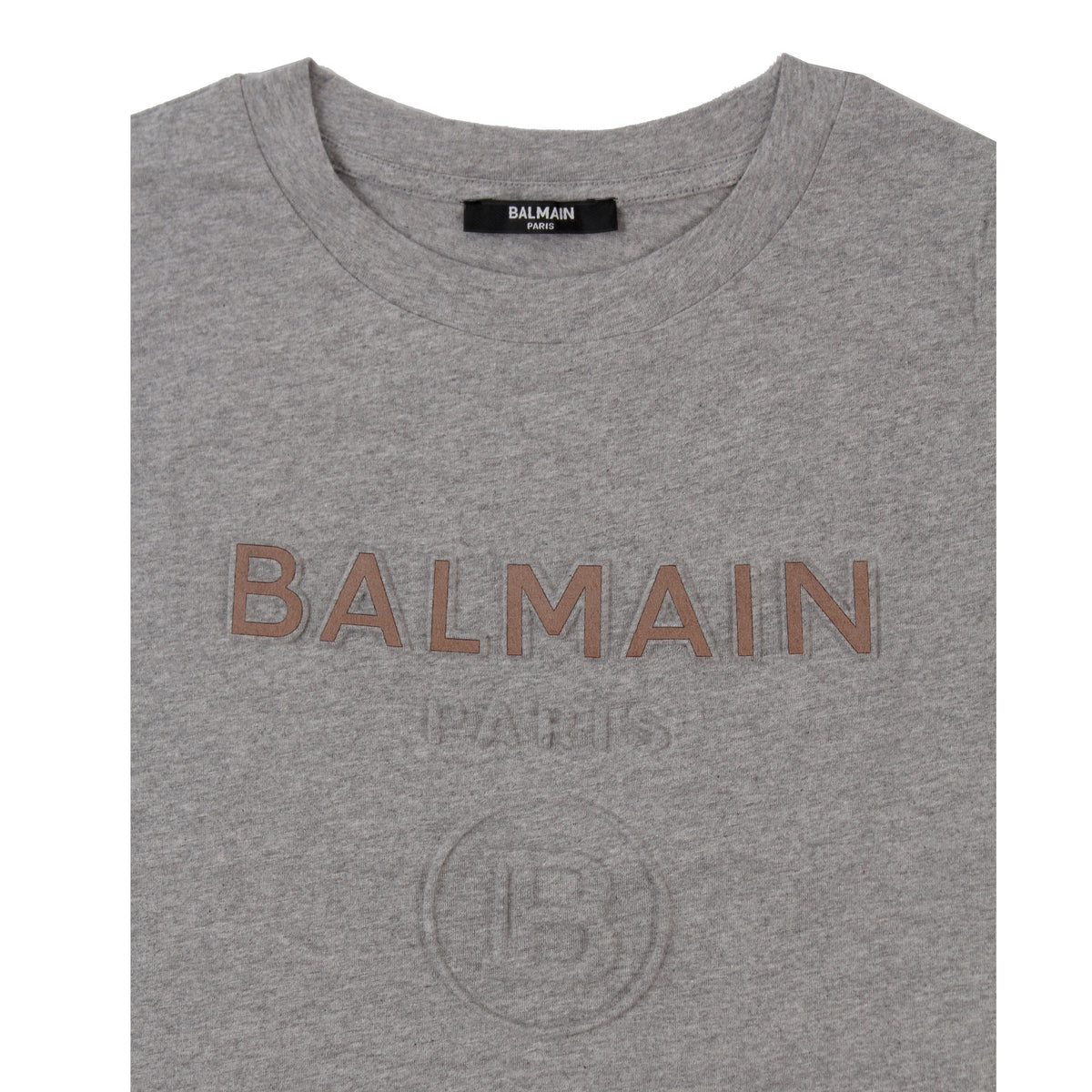 Tee With Embossed Suede Logo - Grey