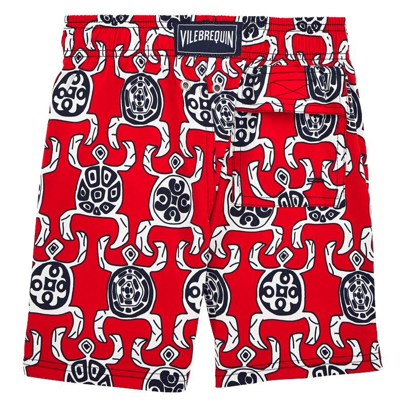 Vilebrequin Kids Primitive Turtles Superflex Swim Shorts in red – view 2 of 2