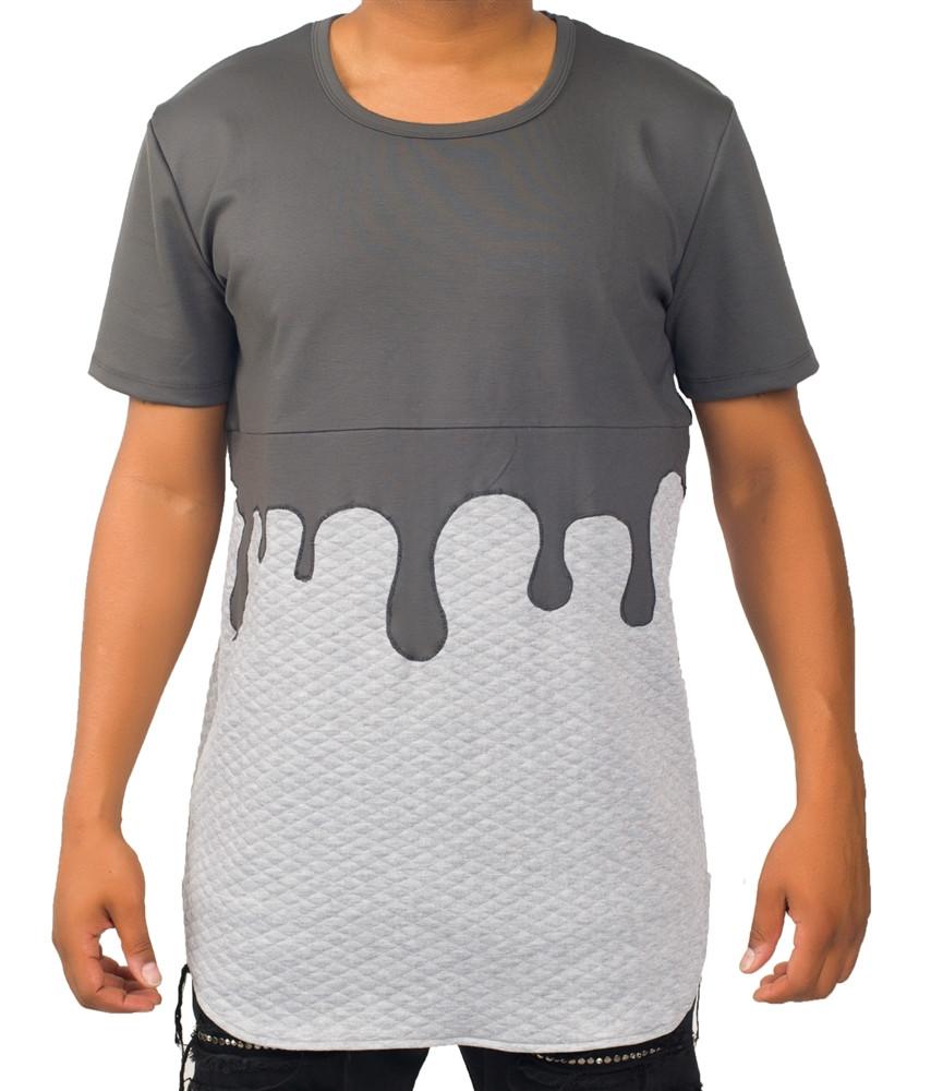Kash Drip Quilt short sleeve tunic in grey – view 3 of 5