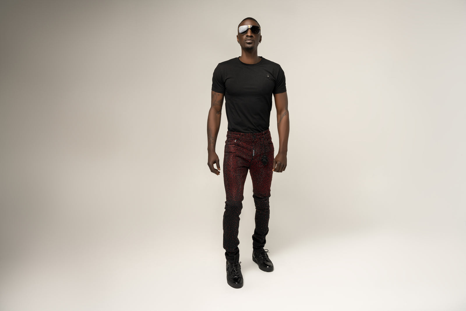 Kash Diamond Denim jeans in black with red – view 8 of 8