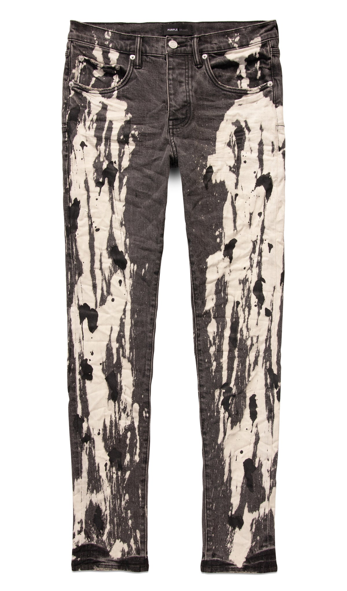 BLACK DENIM W| SPILL BLEACH PAINTT