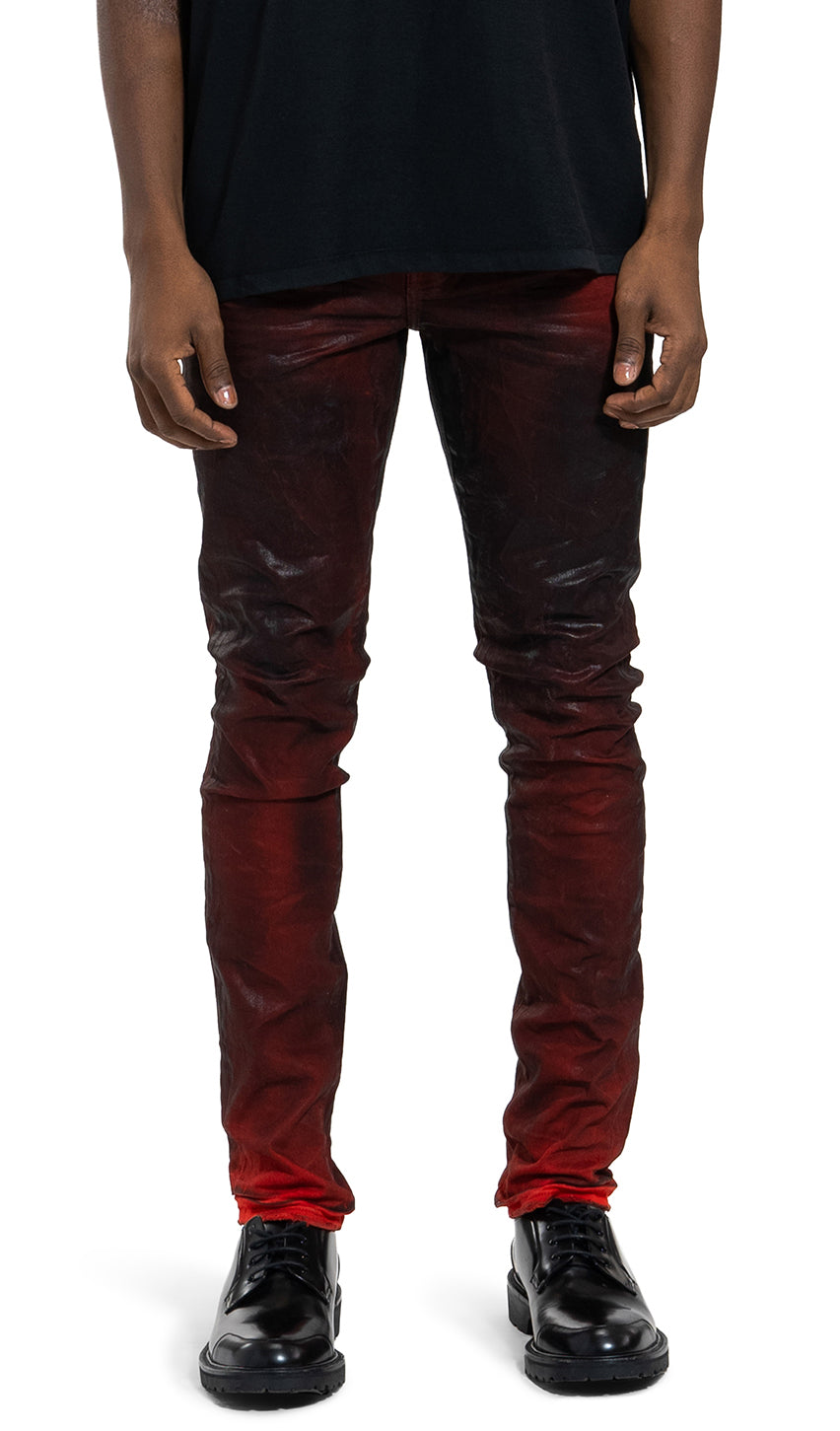 MOLTEN LAVA COLOR COATED DENIM - RED