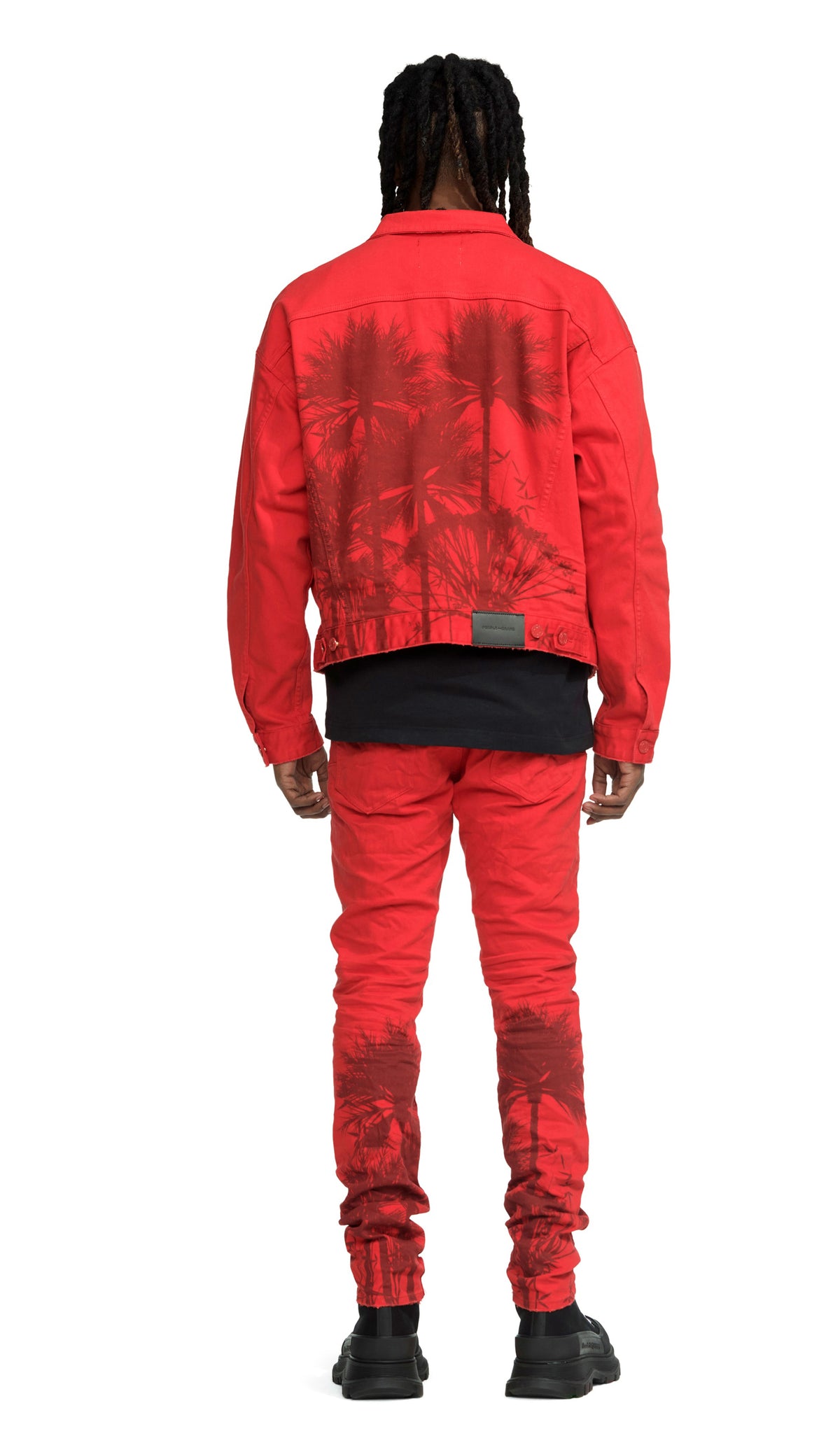 MOLTEN LAVA PALMS PRINT PANTS - RED