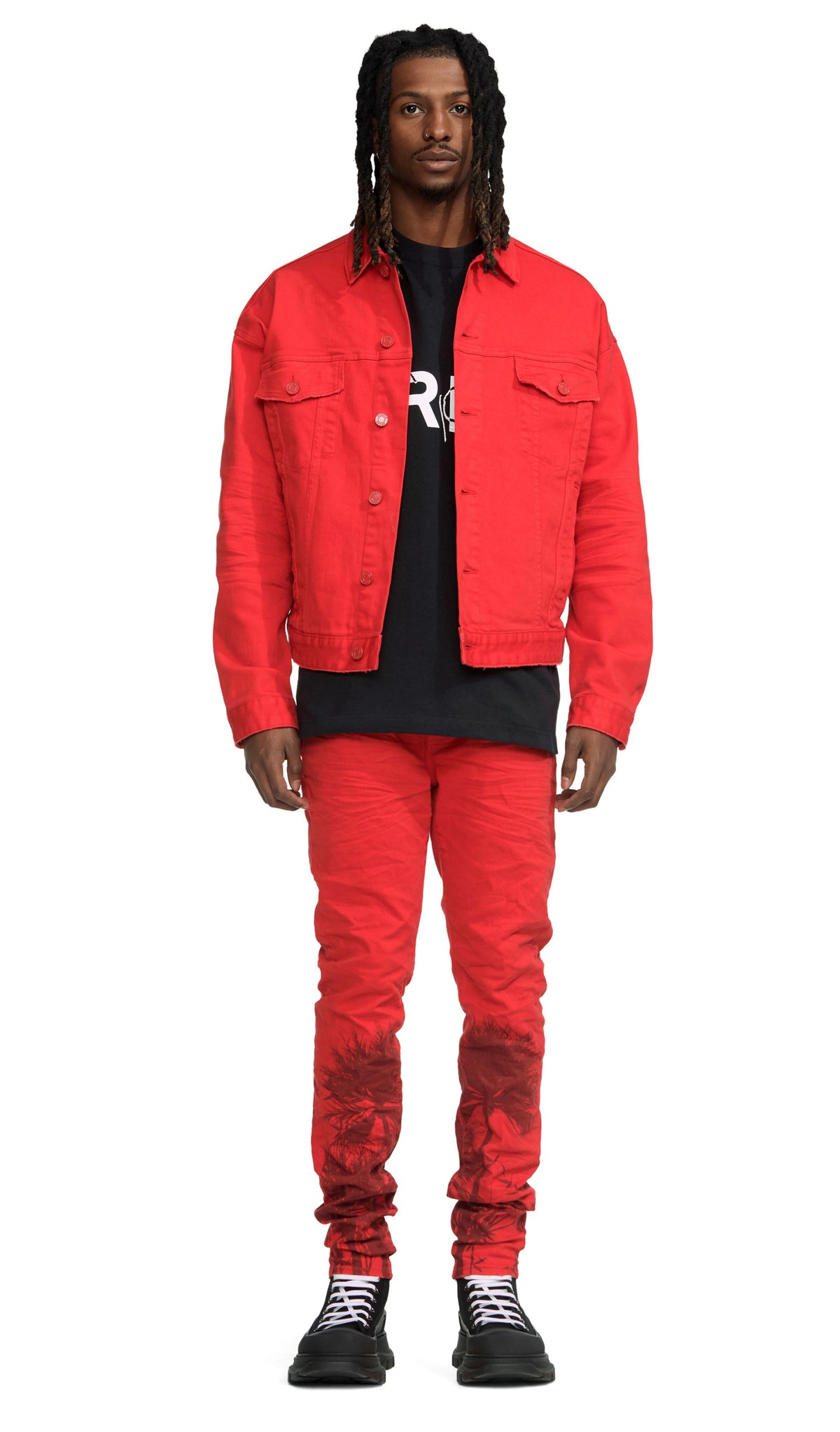 MOLTEN LAVA PALMS PRINT PANTS - RED