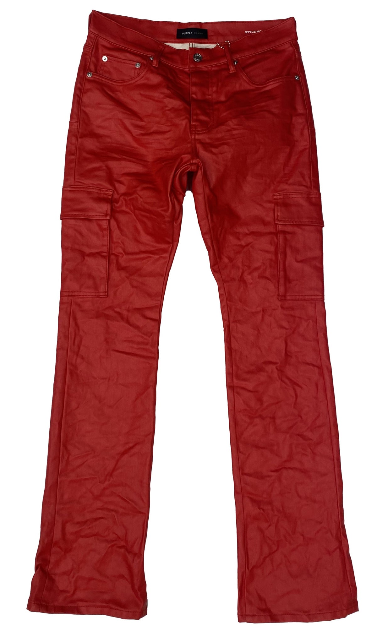 PATENT FILM CARGO FLARE DENIM - RED