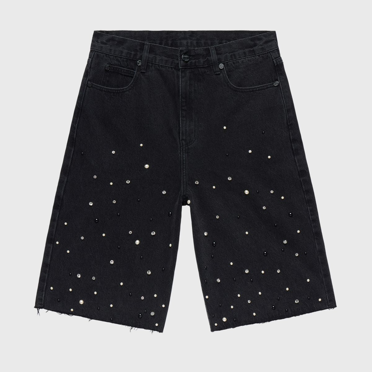 GEMSTONE DENIM SHORTS - BLACK