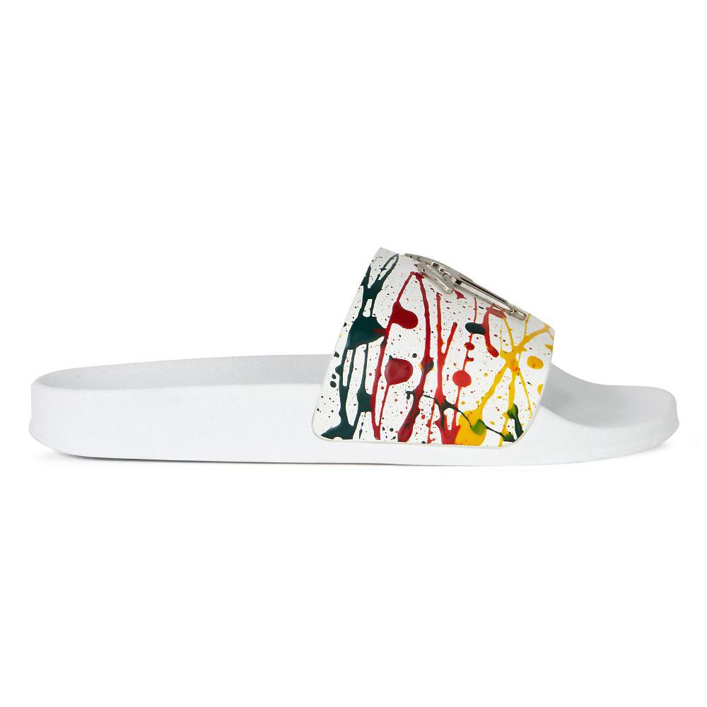Giuseppe Zanotti Birel Paint Splatter Slides in white – view 1 of 4