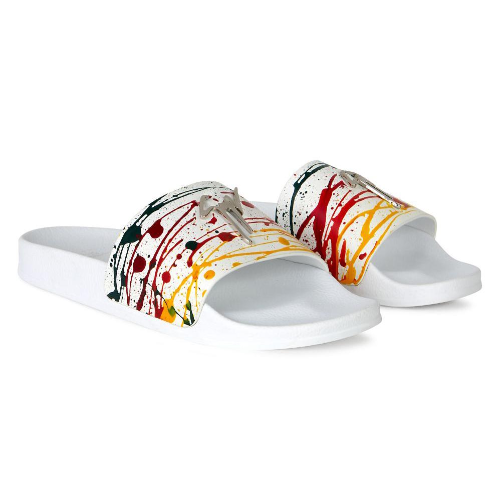 Giuseppe Zanotti Birel Paint Splatter Slides in white – view 4 of 4