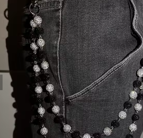 Wallet Sphere 2Row Chains - Silver/Black