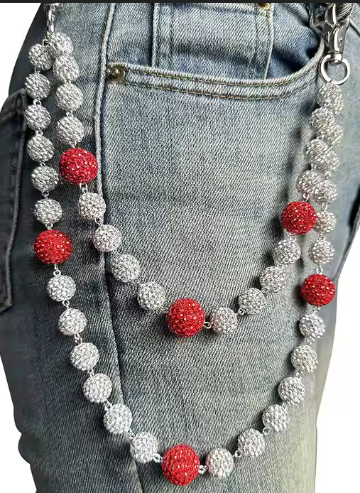 Wallet Sphere 2Row Chains - Silver/Red