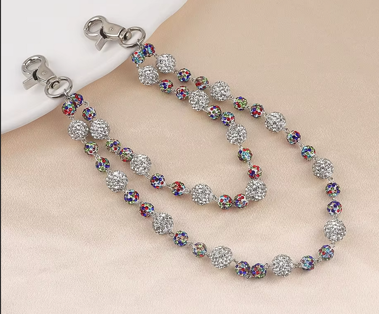 Wallet Disco Sphere Ball 2Row Chains - Silver/Multi