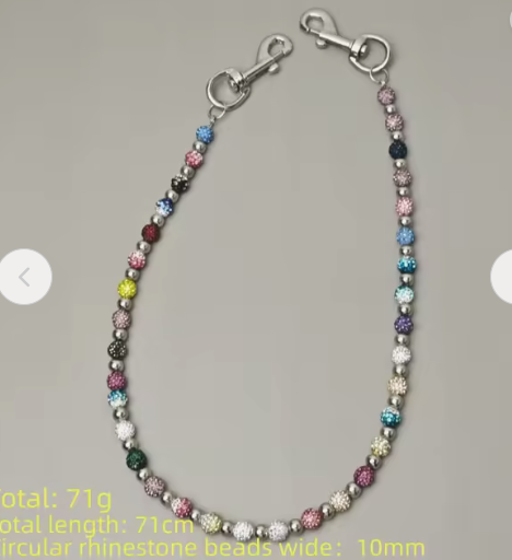 Round Bead Rhinestone Multicolor Punk Pants Chain - Multi