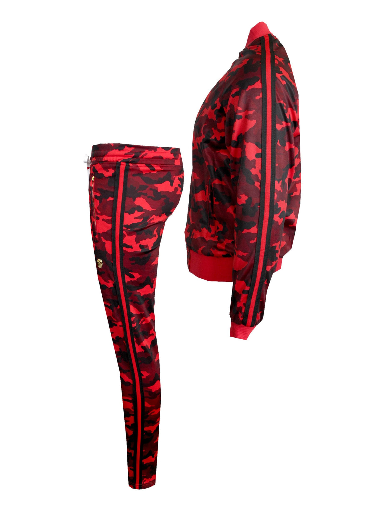 Men's Long Sleeve Camouflage Track Jacket-Red