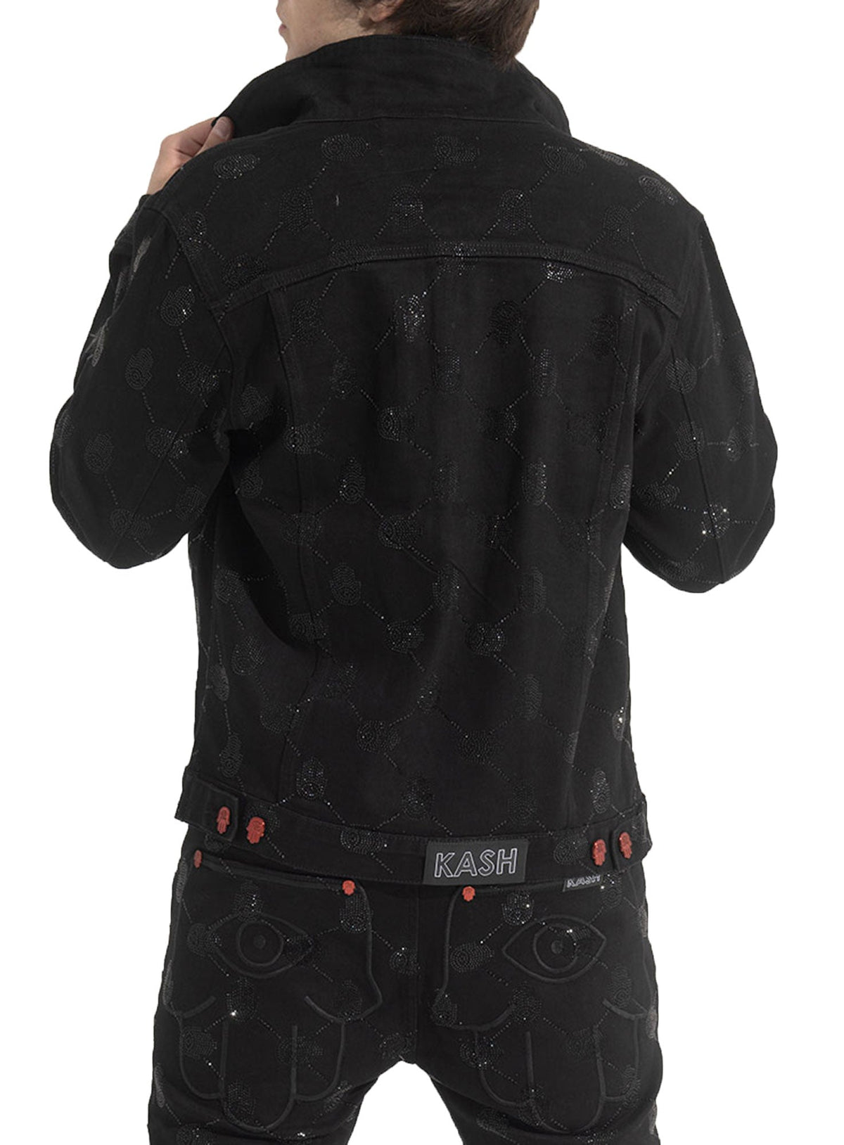 KASH HAMSA ARGYLE JACKET - BLACK