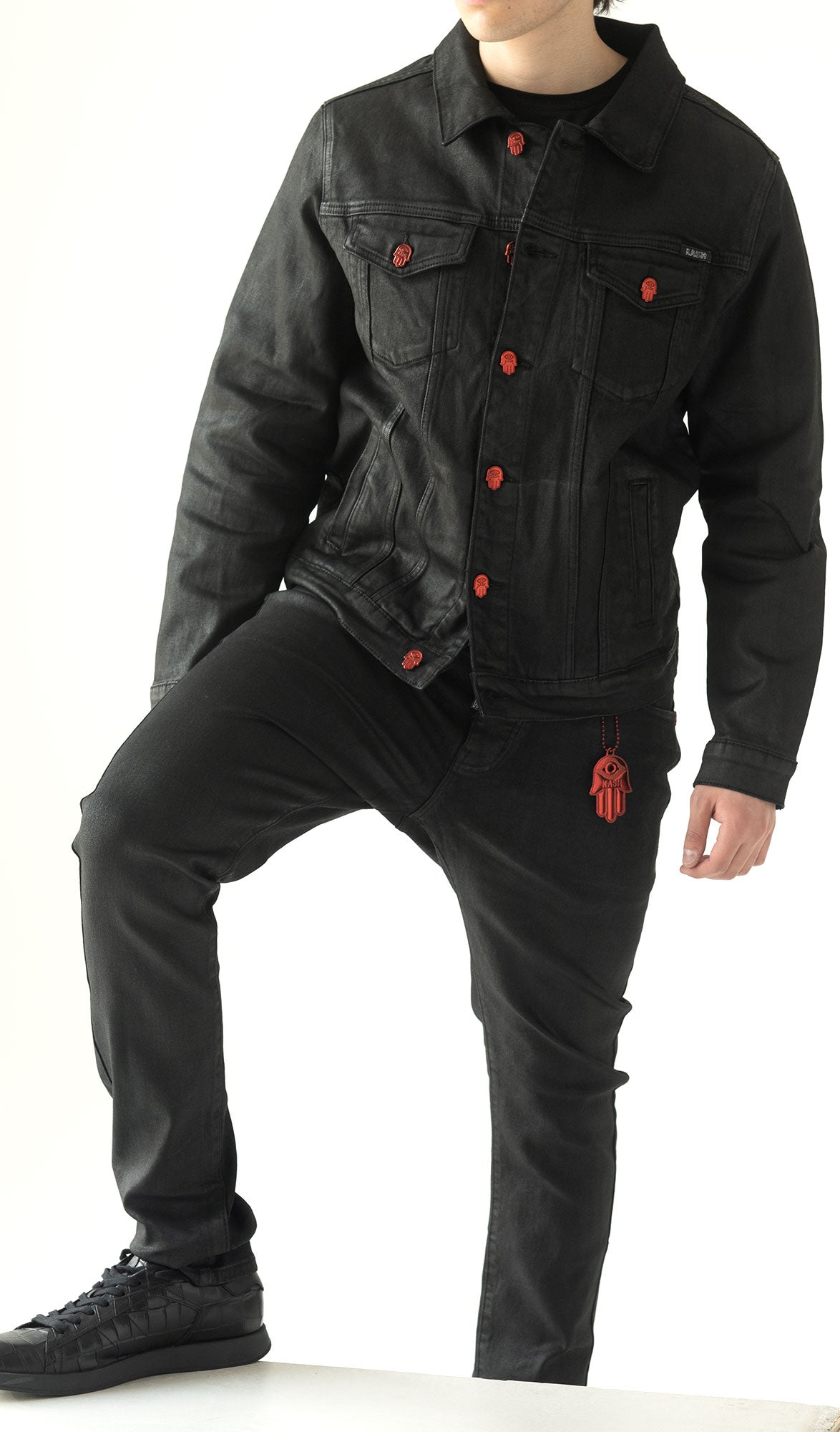 HAMSA POCKET WAX DENIM - BLACK