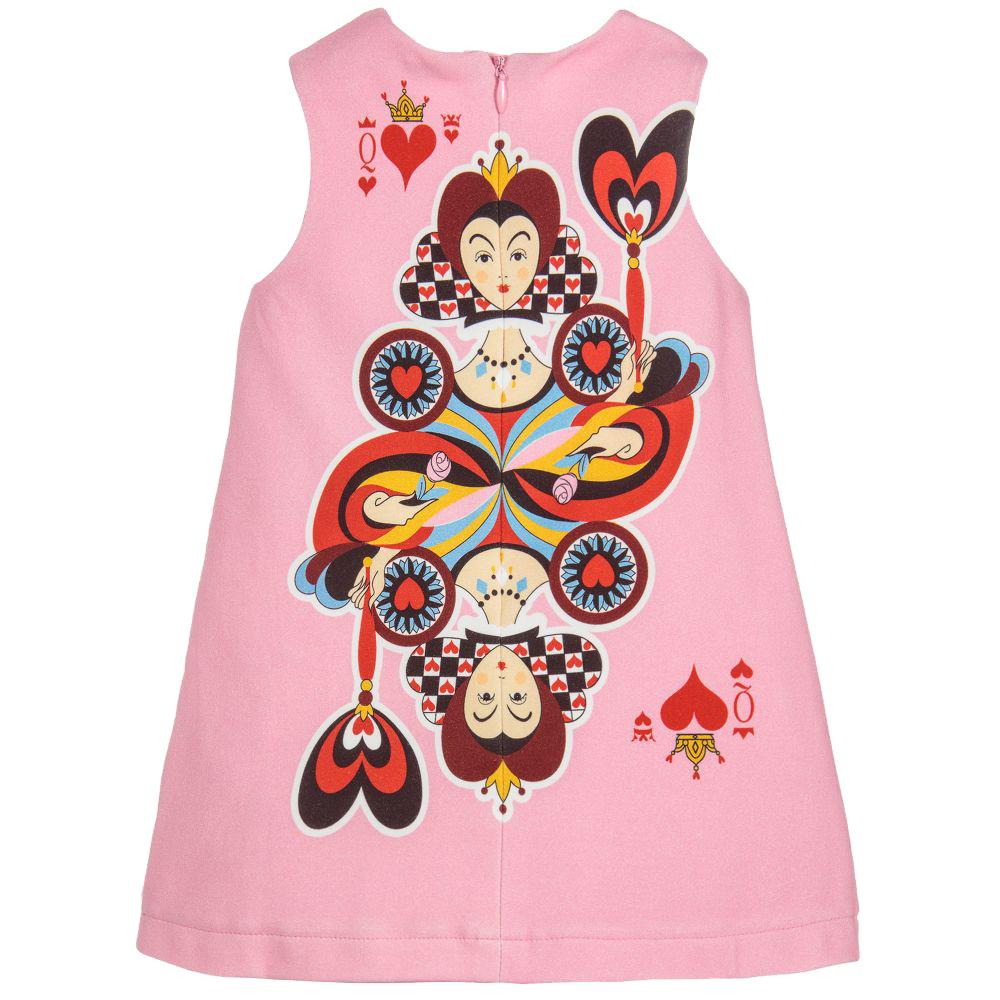 Kids-Girls Queen of Hearts Sleeveless Dress-Pink