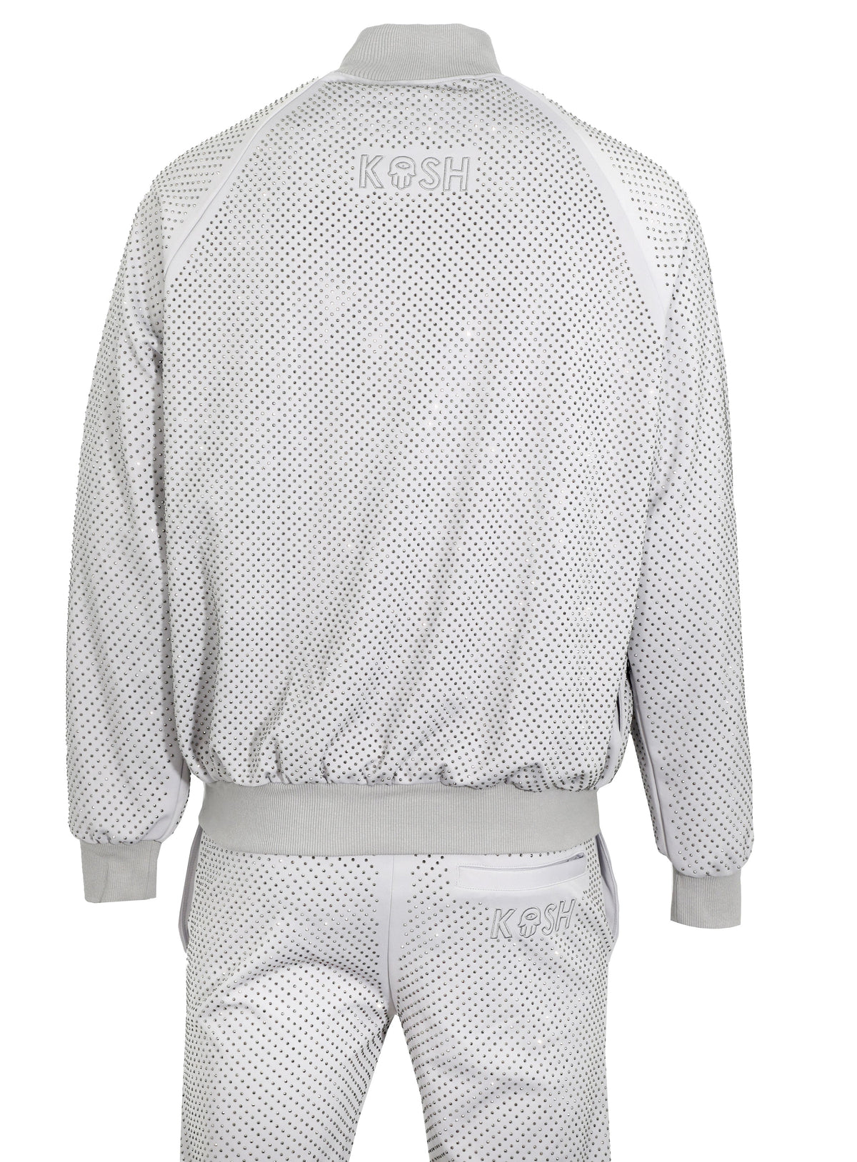 KASH CRYSTAL TRACK JACKET W| HAMSA LOGO - LIGHT GREY