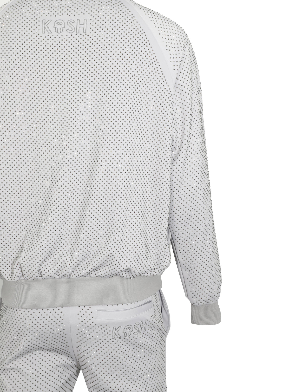KASH CRYSTAL TRACK JACKET W| HAMSA LOGO - LIGHT GREY