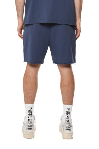 Purple Midweight Fleece PO Shorts - Blue, back on model