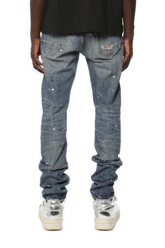 Purple Skinny Plaid Paint Repair - Mid Indigo, back on model