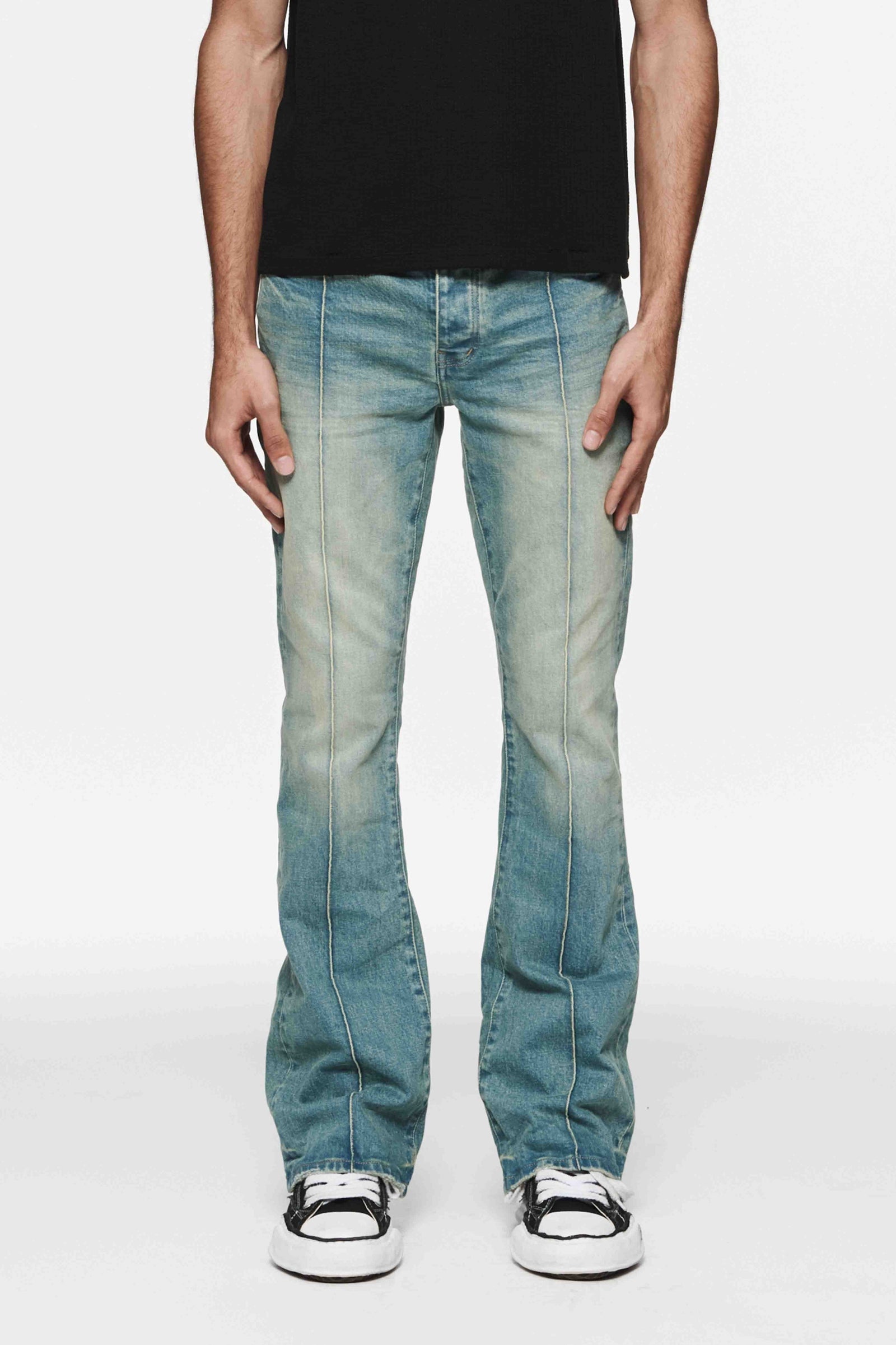 Purple Jeans Pintuck Flare Overdye - LT INDIGO – view 1 of 3
