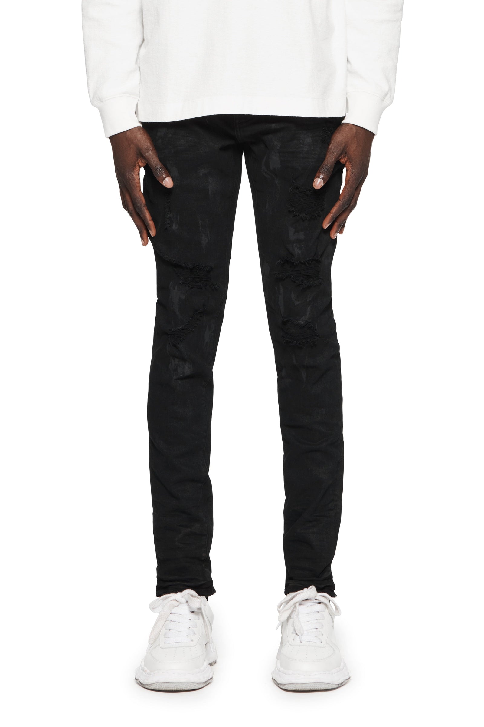 Purple Brand P001 Black Oil Spill men's jeans in black – view 1 of 4